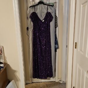 Elegant Purple Sequin Dress 3XL